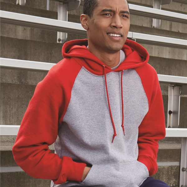 Unisex Dri Power® Colorblock Raglan Hooded Sweatshirt Thumbnail